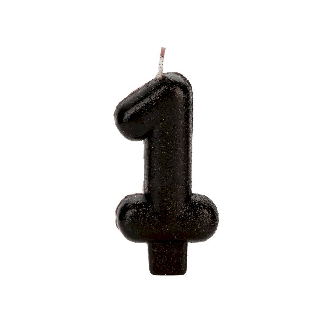 VELA PRATEADA GLITTER NUMERO 1
