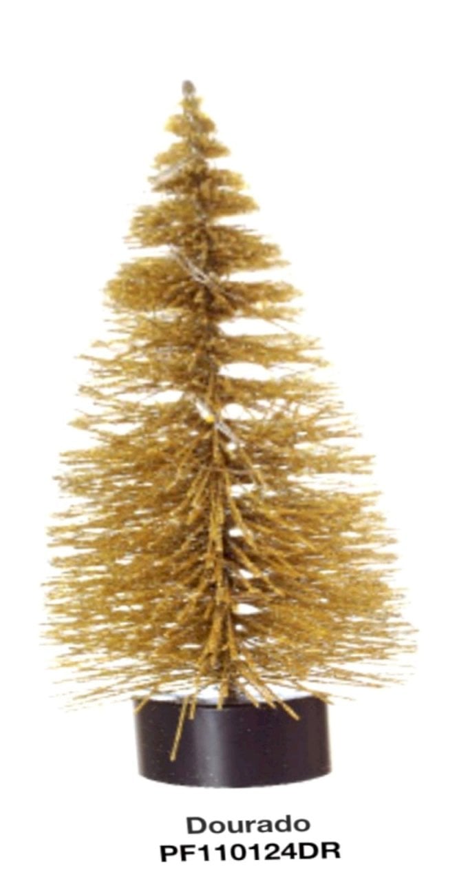 MINI ARVORE NATAL LED GLITTER 7X13CM DOURADO UND