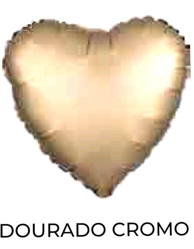 BALAO METAKIZADO 18¨ CORACAO CHROME DOURADO