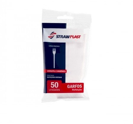 GARFO LEVE STRAWPLAST REFEICAO C/50 BRANCO