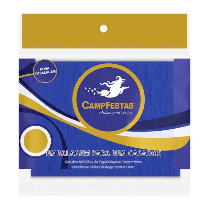 PAPEL PARA BEM CASADO 15X15CM 40FOLHAS CREPOM E 40 FOLHAS TRABSPARENTES AZUL ESCURO