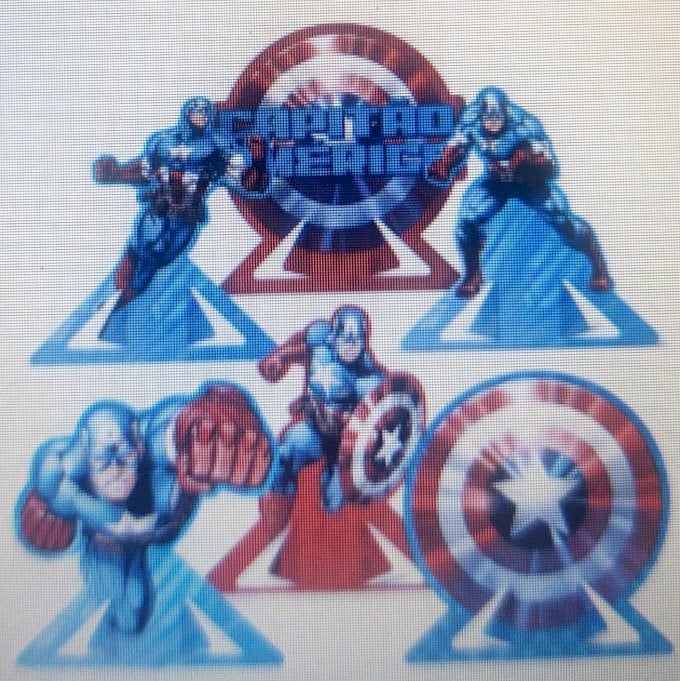DECORACAO DE MESA CAPITAO AMERICA ANIMACAO 6UND
