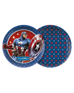 PRATO PAPEL 18CM CAPITAO AMERICA C/8UND