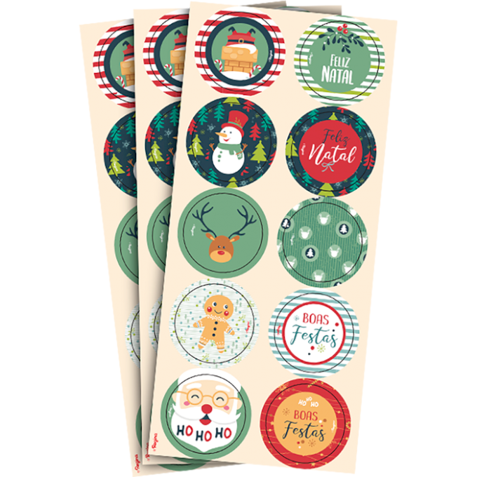 ADESIVO REDONDO NATAL C/40UND