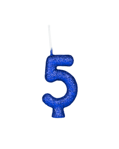 VELA CINTILANTE GLITTER AZUL NUMERO 5