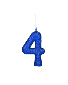 VELA CINTILANTE GLITTER AZUL NUMERO 4