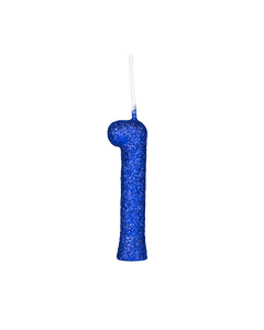 VELA CINTILANTE GLITTER AZUL NUMERO 1