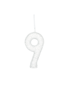 VELA CINTILANTE GLITTER BRANCO NUMERO 9
