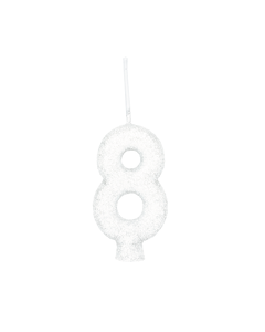 VELA CINTILANTE GLITTER BRANCO NUMERO 8