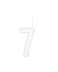 VELA CINTILANTE GLITTER BRANCO NUMERO 7