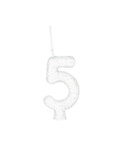VELA CINTILANTE GLITTER BRANCO NUMERO 5