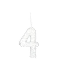 VELA CINTILANTE GLITTER BRANCO NUMERO 4
