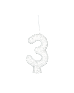 VELA CINTILANTE GLITTER BRANCO NUMERO 3