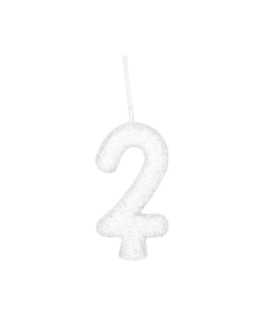 VELA CINTILANTE GLITTER BRANCO NUMERO 2