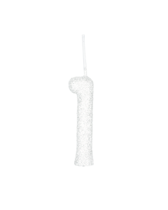 VELA CINTILANTE GLITTER BRANCO NUMERO 1