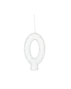 VELA CINTILANTE GLITTER BRANCO NUMERO 0