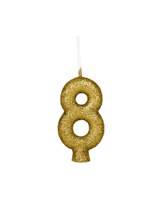 VELA CINTILANTE GLITTER BRANCO NUMERO 8