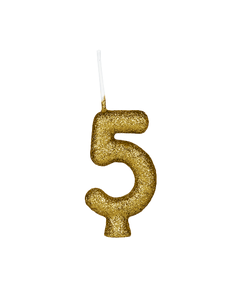 VELA CINTILANTE GLITTER BRANCO NUMERO 5