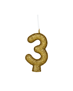 VELA CINTILANTE GLITTER BRANCO NUMERO 3