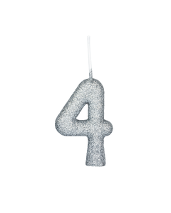 VELA CINTILANTE GLITTER PRATA NUMERO 4