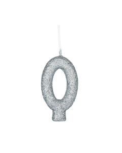 VELA CINTILANTE GLITTER PRATA NUMERO 0