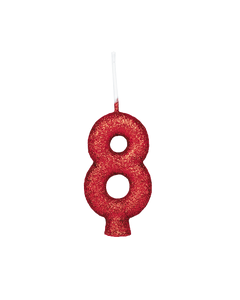 VELA CINTILANTE GLITTER VERMELHO NUMERO 8