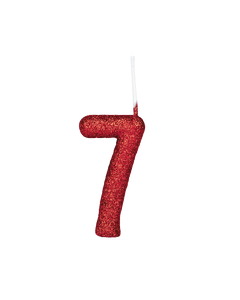 VELA CINTILANTE GLITTER VERMELHO NUMERO 7