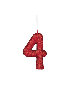 VELA CINTILANTE GLITTER VERMELHO NUMERO 4