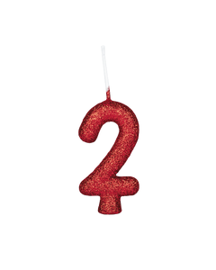 VELA CINTILANTE GLITTER VERMELHO NUMERO 2