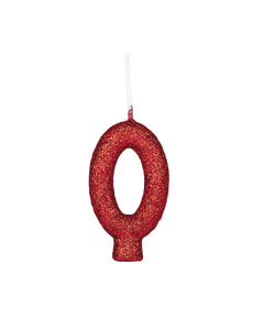 VELA CINTILANTE GLITTER VERMELHO NUMERO 0
