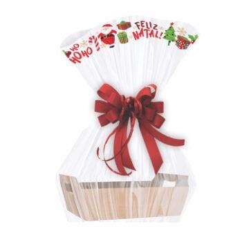 SACO POLI BARRADO NOEL 80X88CM BRANCO / VERMELHO UND