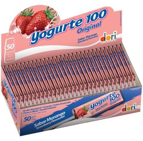 PIRULITO YOGURTE100 MORANGO MASTIGAVEL 50X11,2G