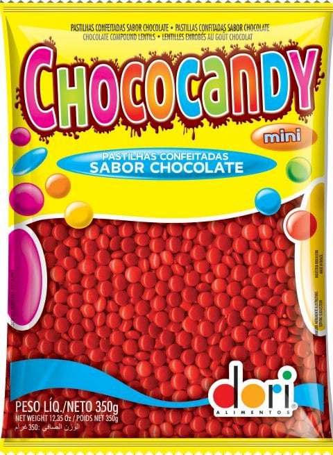CHOCOCANDY PASTILHA CONFEITADA VERMELHO 350G