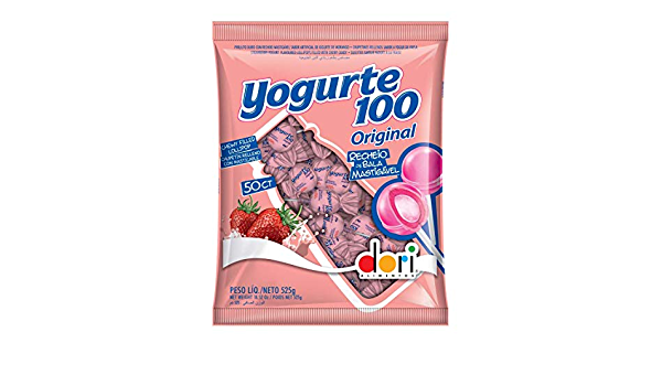 PIRULITO YOGURTE 100 MORANGO RECHEADO 600G