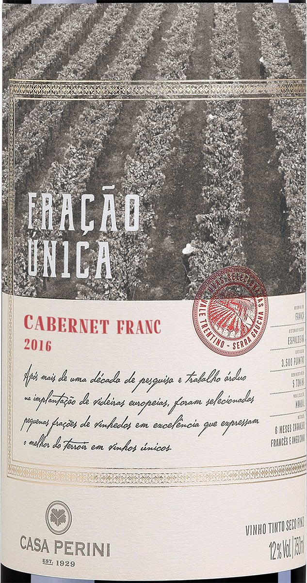 VINHO FRAÇÃO UNICA CABERNET FRANC 750ML 