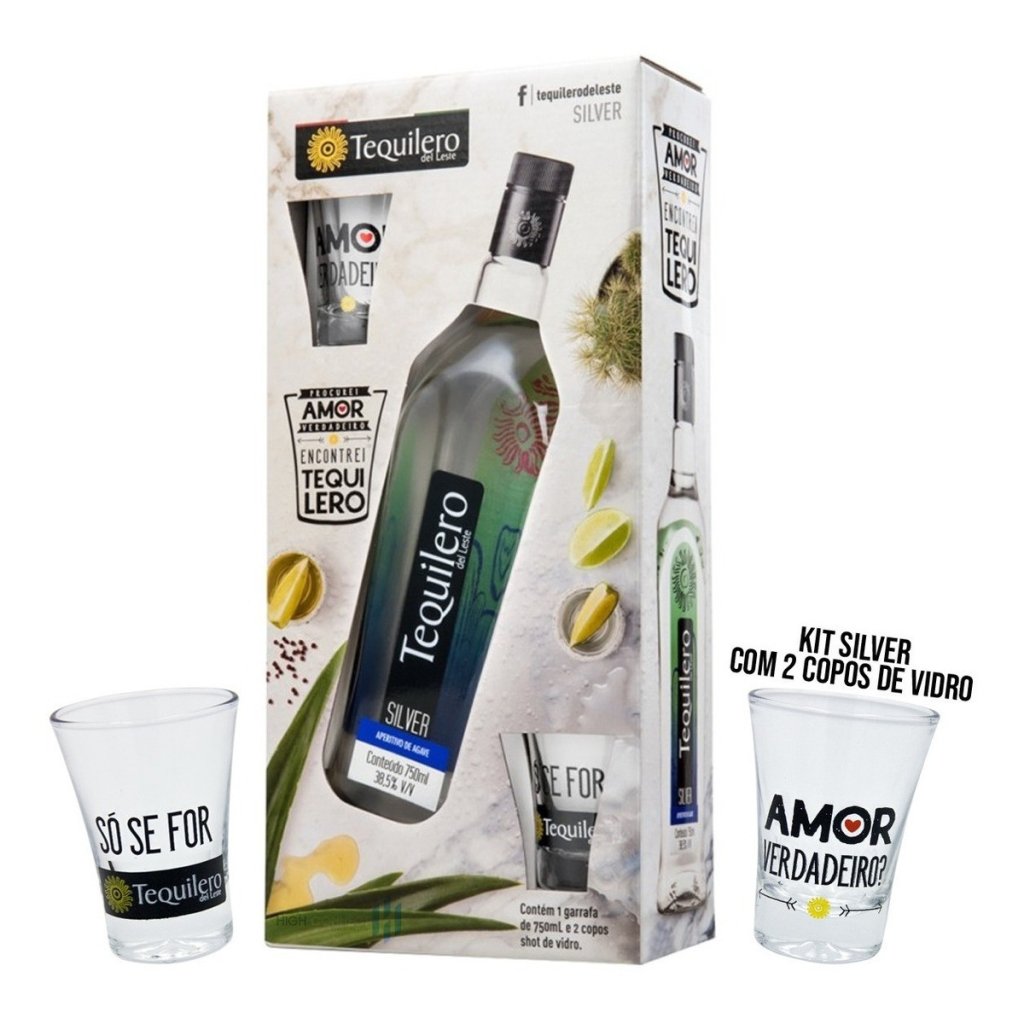 KIT TEQUILEIRO SILVER +2 COPINHOS  750ML UND 