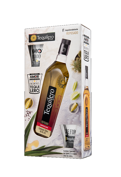 TEQUILEIRO REPOSADO KIT C-2 COPOS  750ML UND 