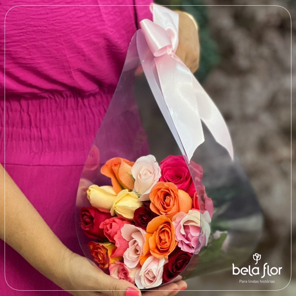 Sac à Fleurs Cristal com Rosas Coloridas