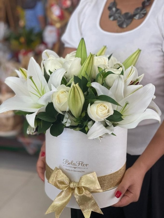 Bac à Fleurs com mix de Flores Nobres (banco e verde)