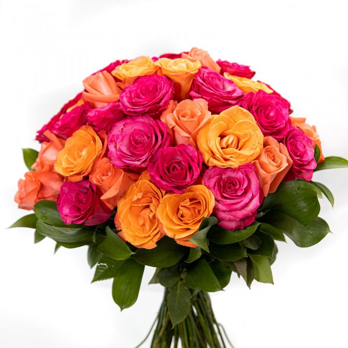 Buque 30 Rosas Pink e Laranja