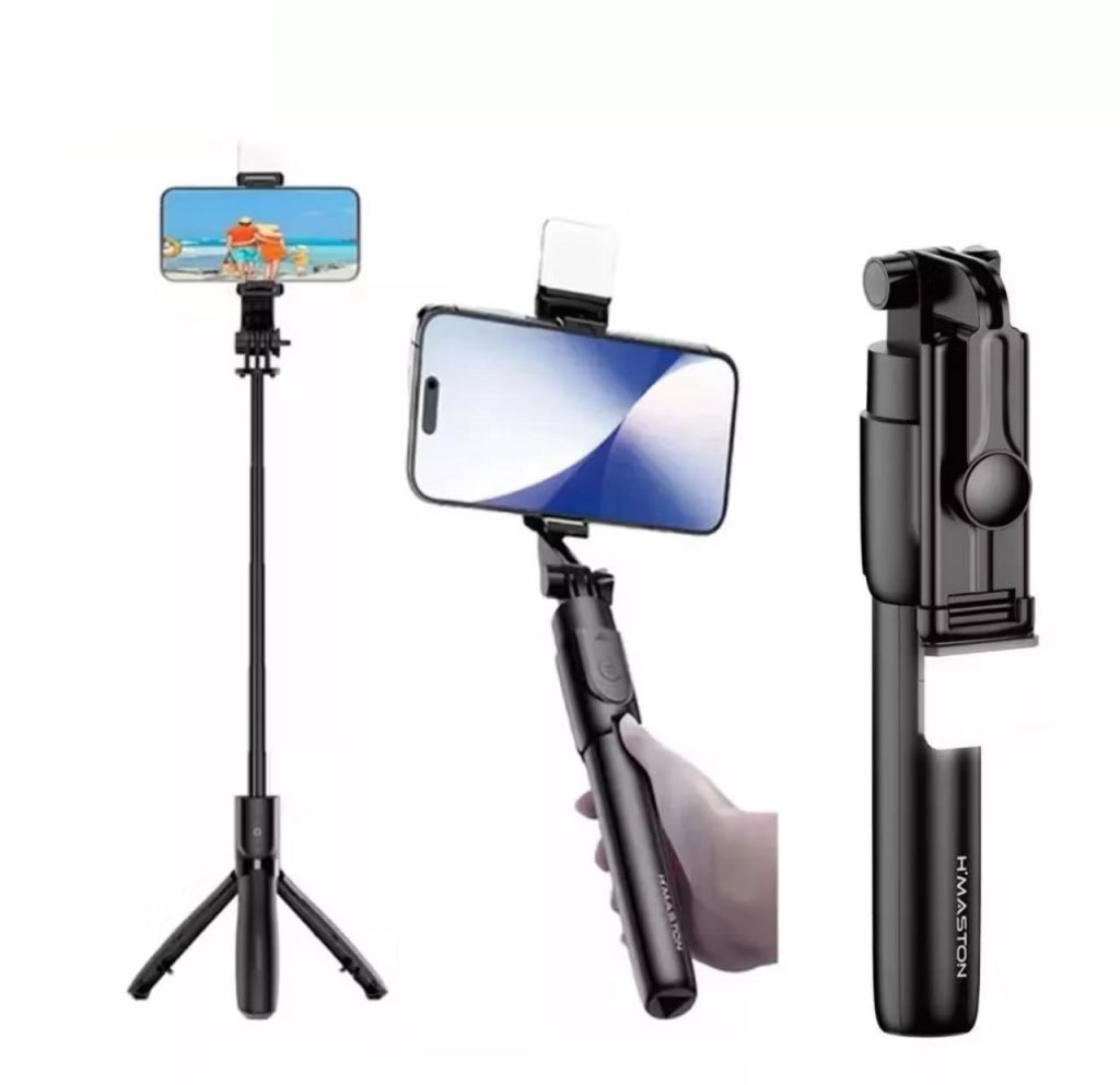 TRIPÉ RETRÁTIL COM LUZ LED PARA SELFIES E GRAVAÇÕES