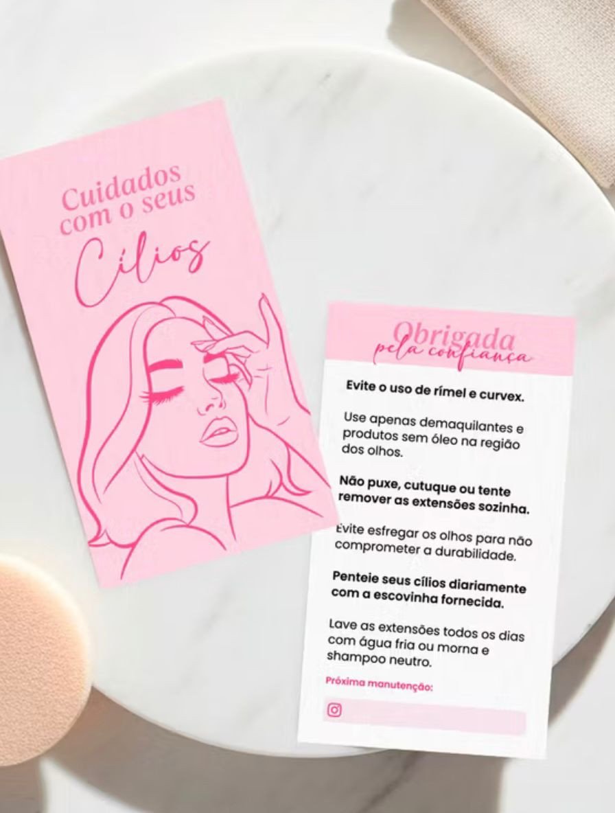 CARTÃO DE CUIDADOS COM OS CÍLIOS 50 UNID