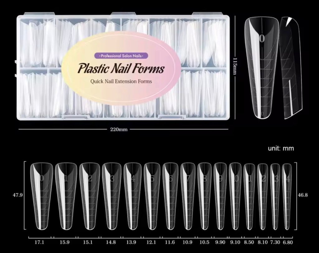 MOLDE F1 PLASTIC NAIL FORMS BAILARINA 150 PCS CÓD 115C