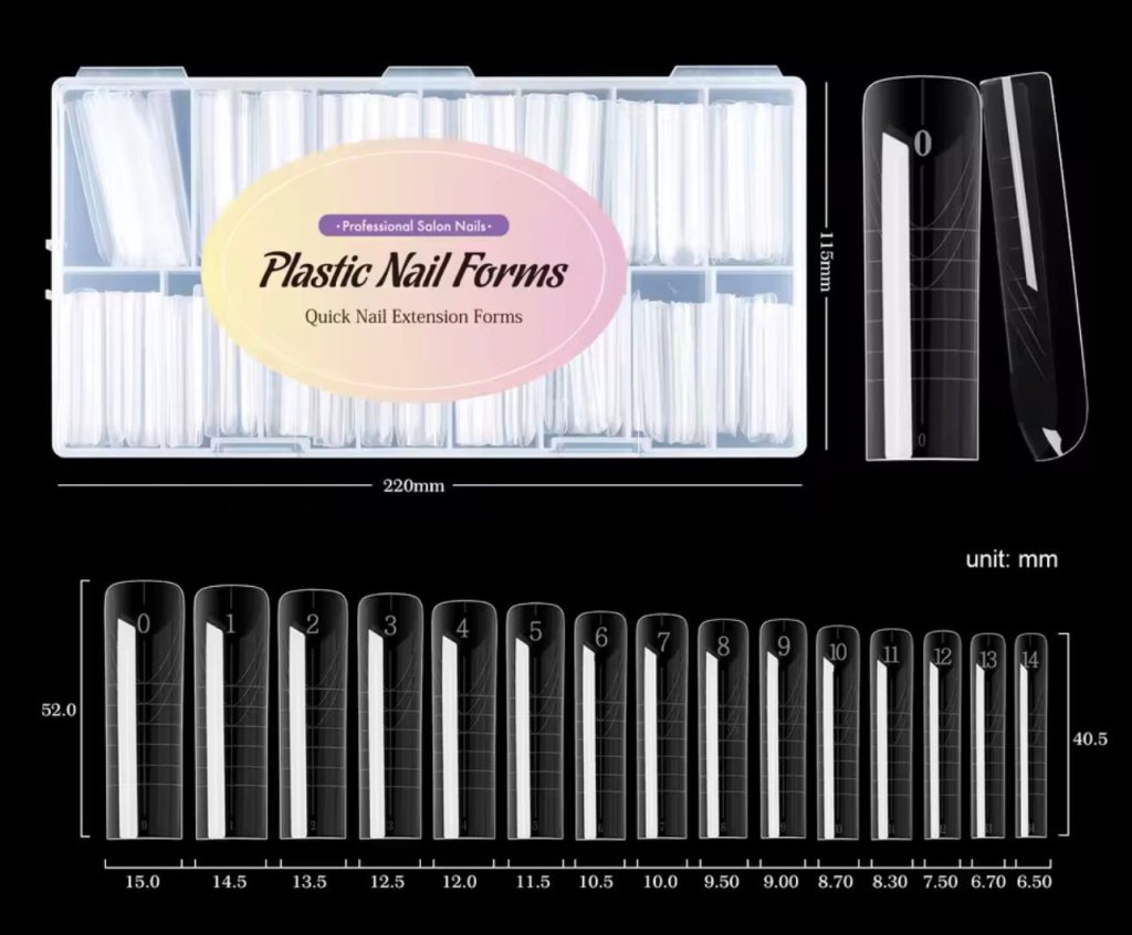 MOLDE F1 PLASTIC NAIL FORMS QUADRADO 150 PCS CÓD 115E
