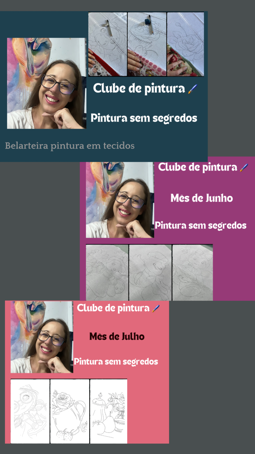 Clube de pintura 🎨 1.0 COMBO 3 em 1/ MAIO-JUNHO E JULHO