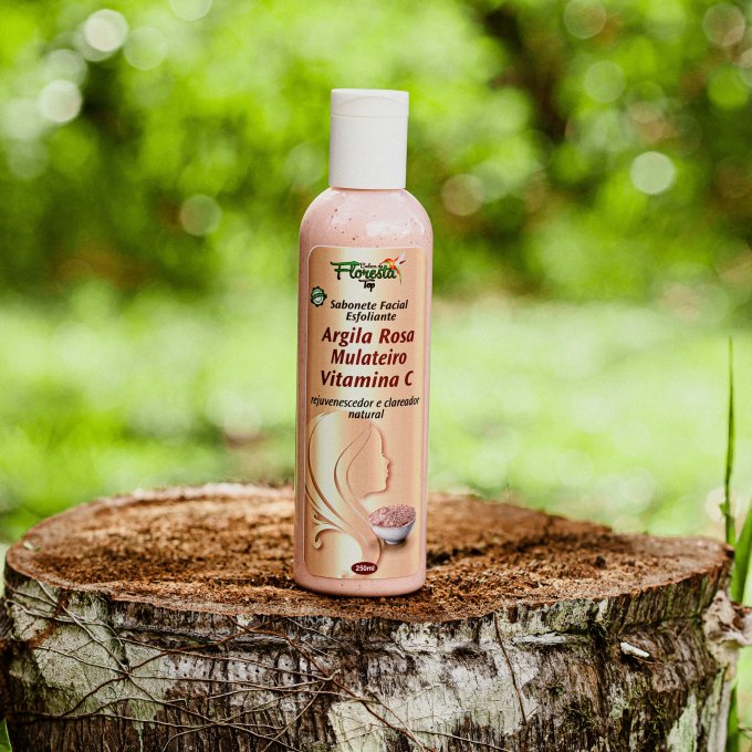 SABONETE FACIAL ESFOLIANTE - ARGILA ROSA, MULATEIRO E VITAMINA C 250ml