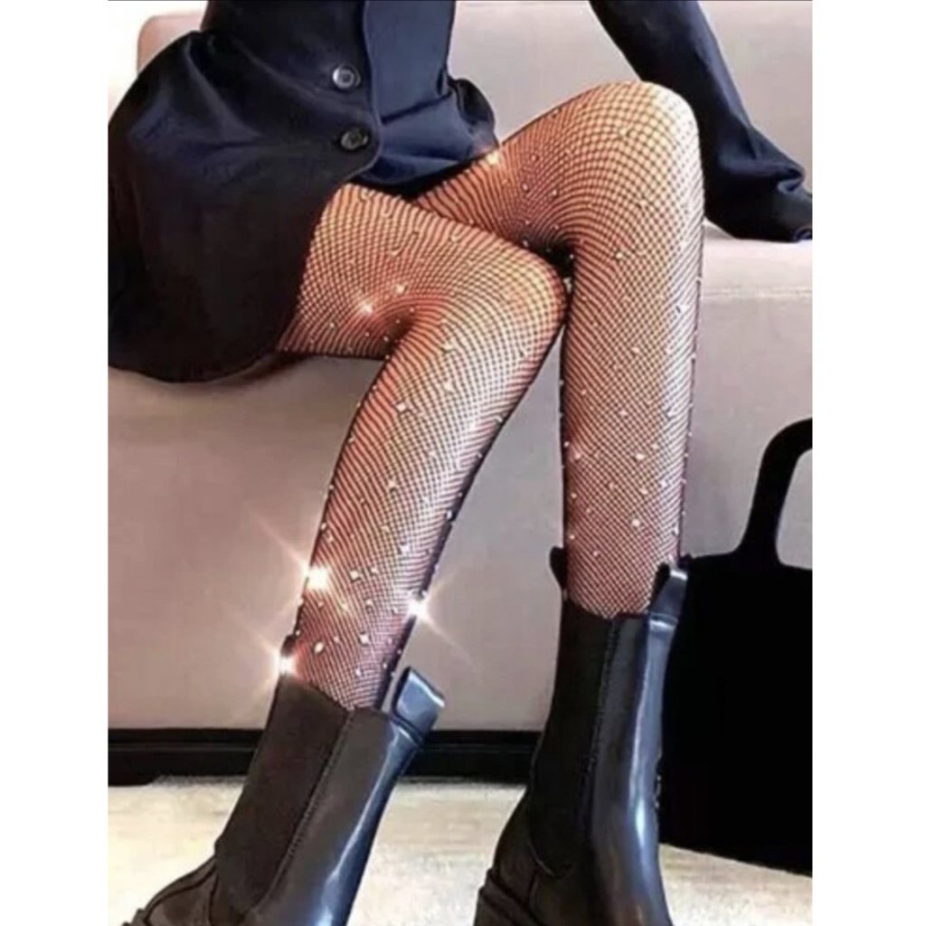 Meia Arrastão com Strass