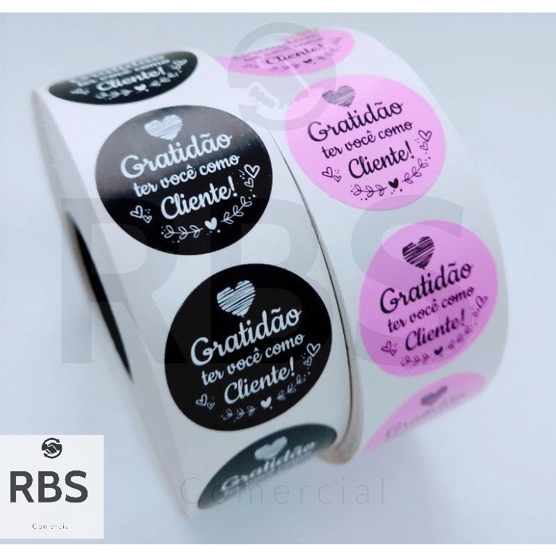 ￼Etiquetas Adesivas Gratidão ter você como cliente Redondo 3,2cm