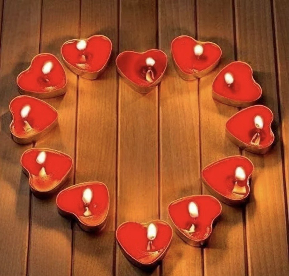 Kit Com 10 Velas de Coração 
