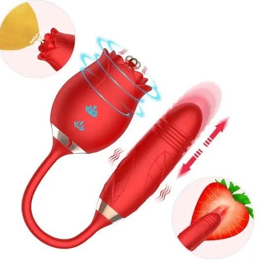 SOPHIE VIBRADOR FORMATO DE ROSA COM 7 MODOS DE VIBRAÇÃO, VAI E VEM E PULSAÇÃO SEXY